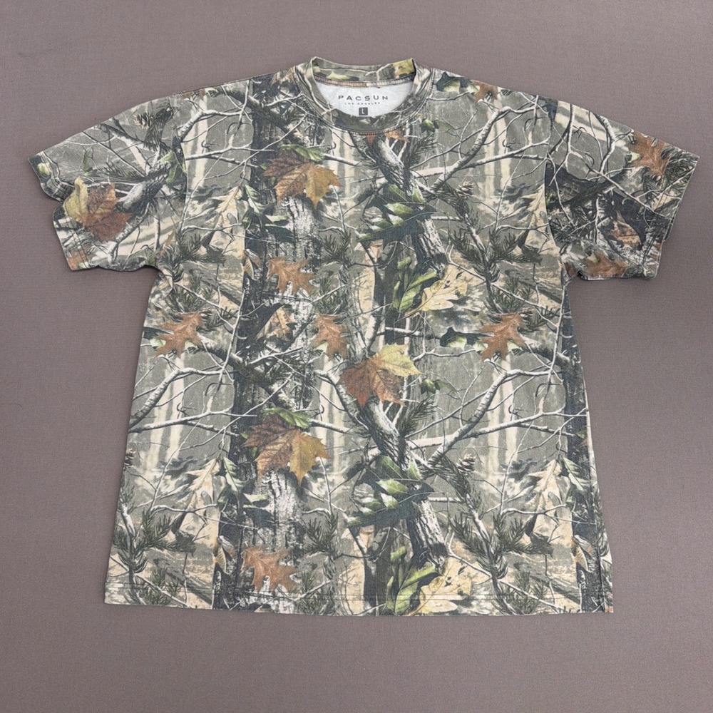 PacSun Mens Real Tree Camo Short Sleeve T-Shirt Large Green Brown RN090233